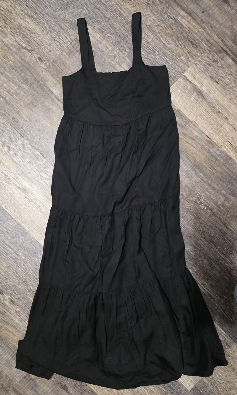 The Drop Dress Womens XXS Black Britt Tiered Maxi Tent Tencel NWT